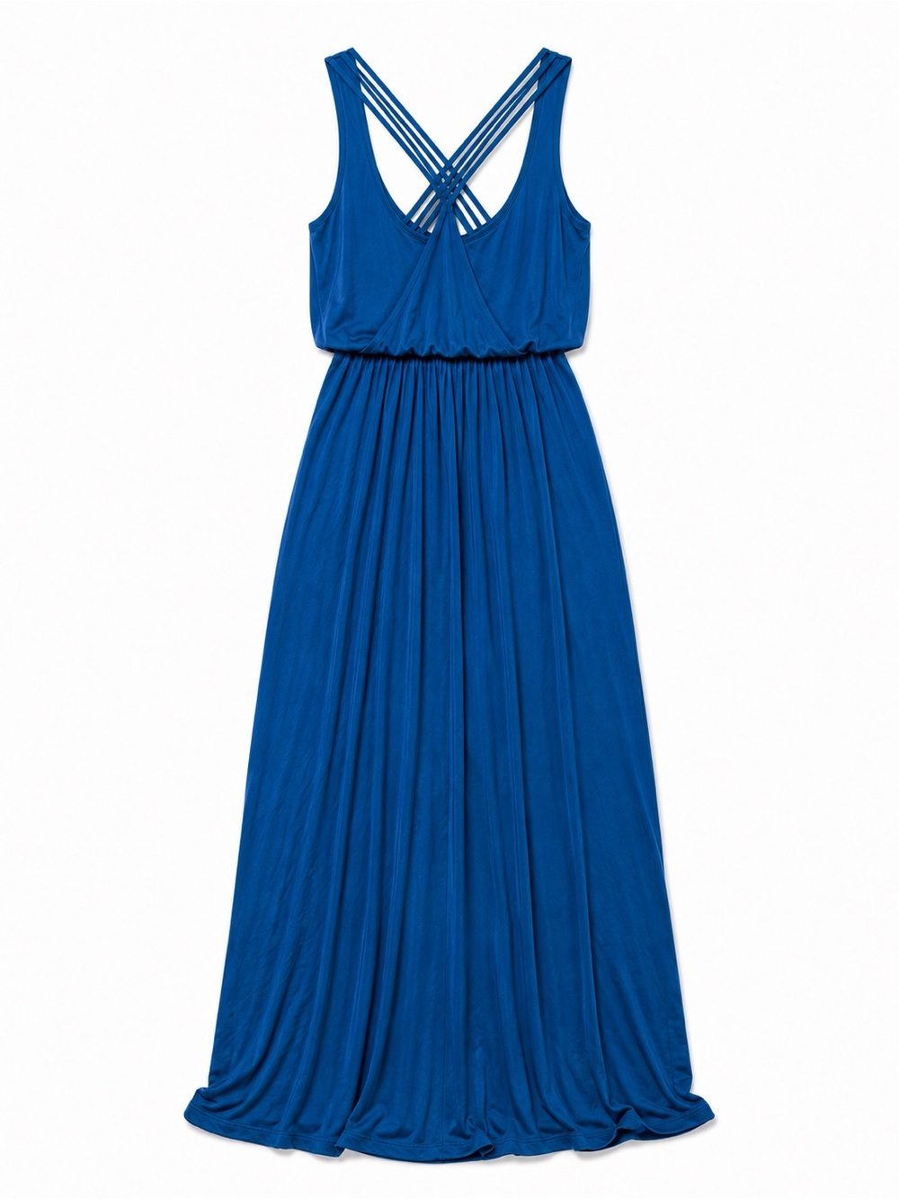 Calvin Klein Royal Blue Scoop-Neck Maxi Dress Crisscross Back Size Small - Picture 4 of 5